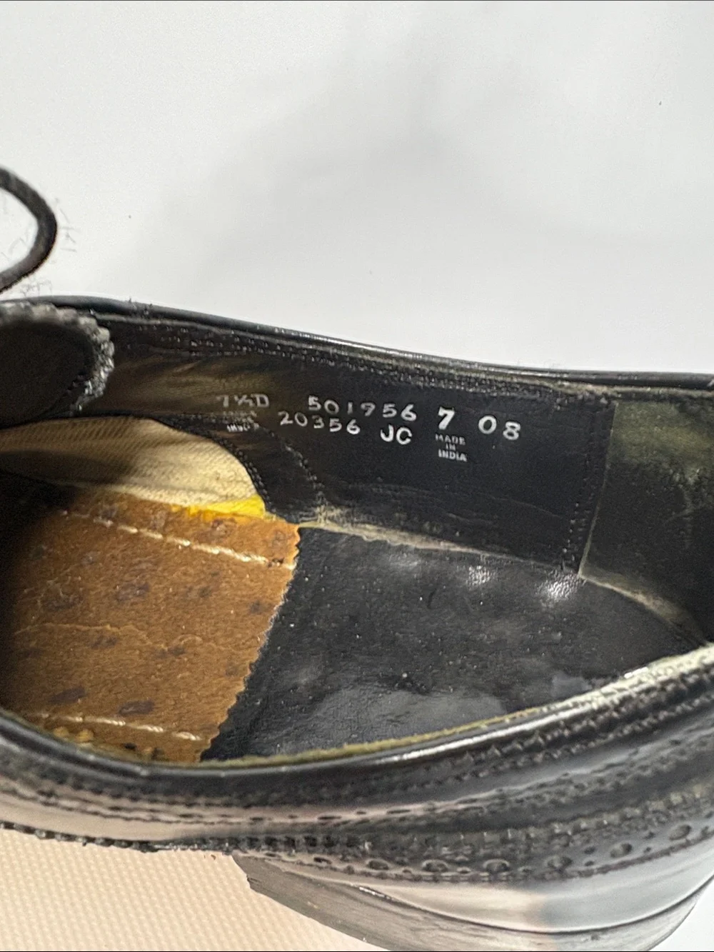 Vintage‎ Florsheim s 7.5d Men's Black Leather Wingtip Dress Shoes. Box 26